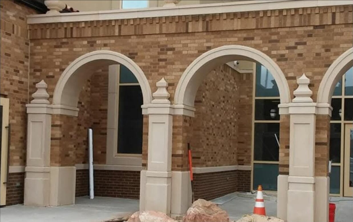 Decorative brick arches and columns
