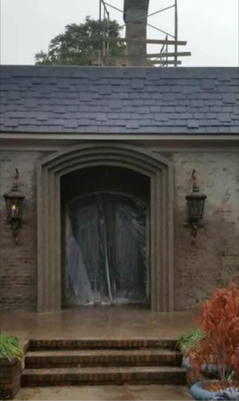 Custom masonry arched entryway