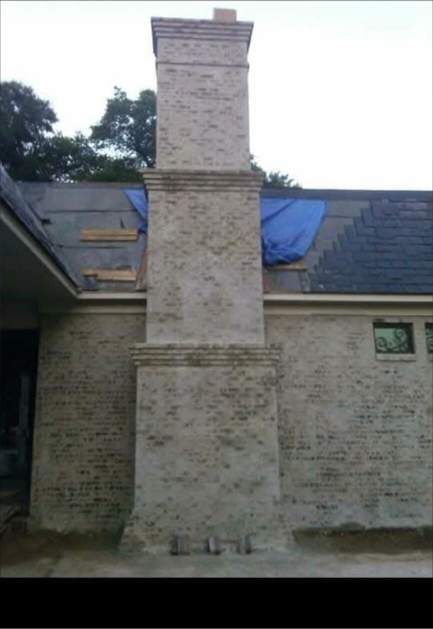 Tall custom brick chimney