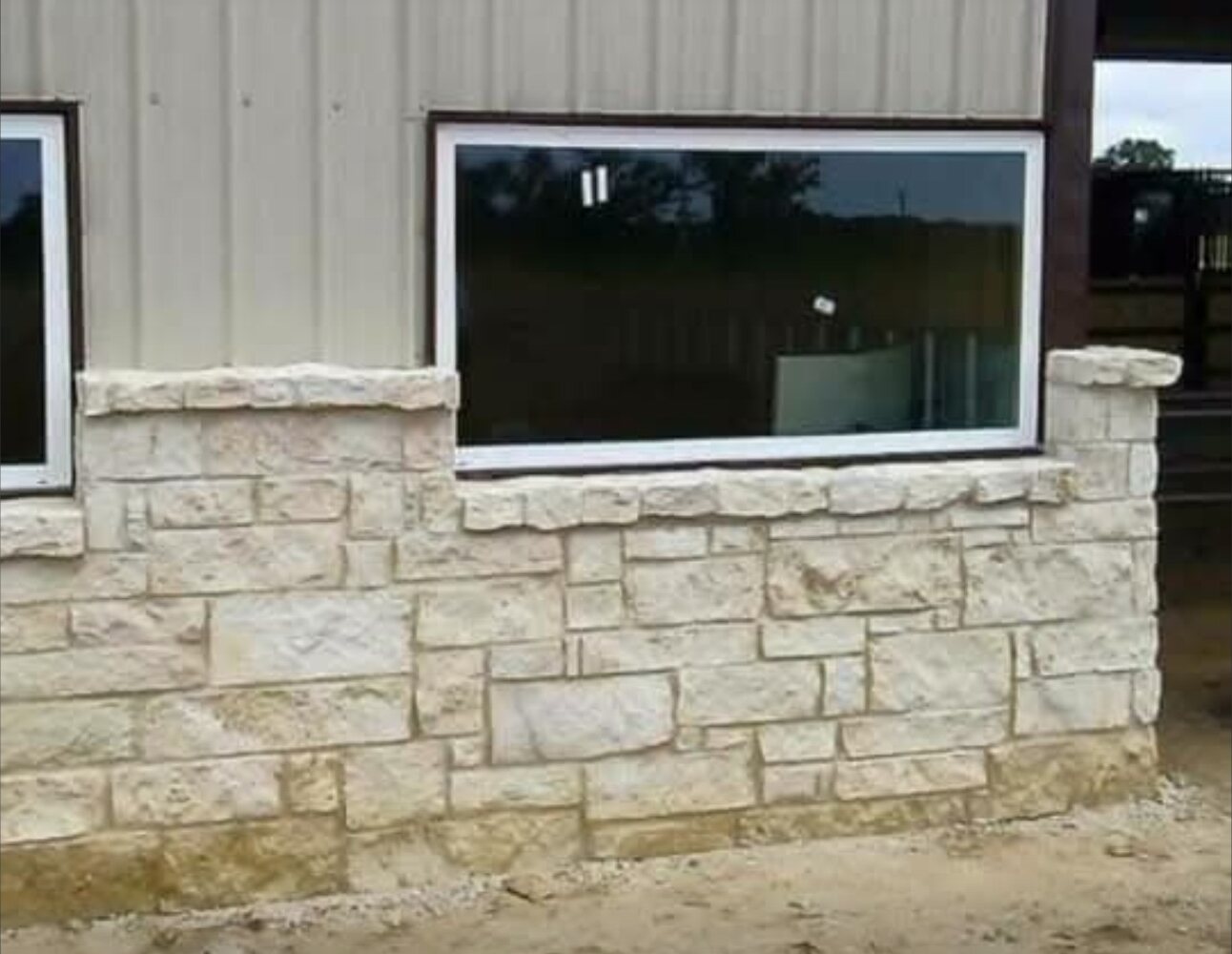 Natural stone wall and window surround